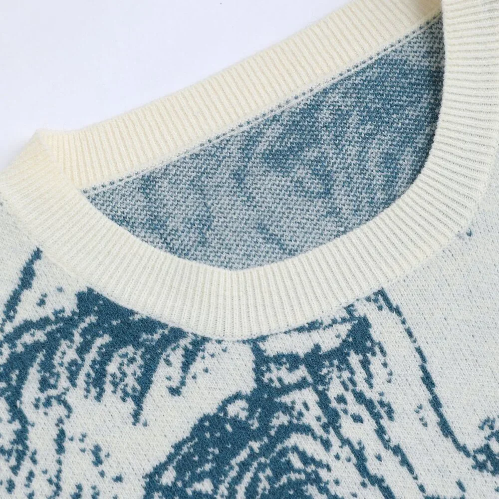 Cider Chinoserie blue delft landscape Sweater XL (US 10/12) NWT - Picture 4 of 5